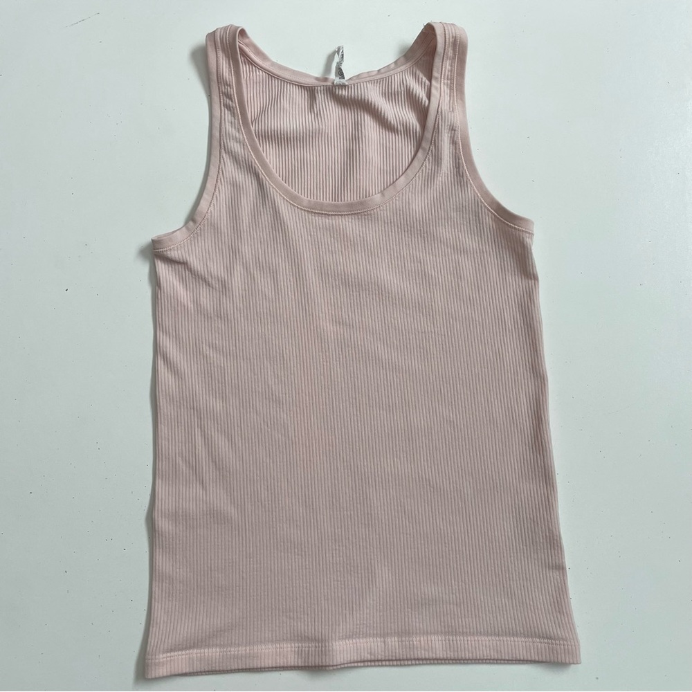 Athleta Tank Top Ribbed Scoop Neck Lightweight Athletic Workout Blush Pink